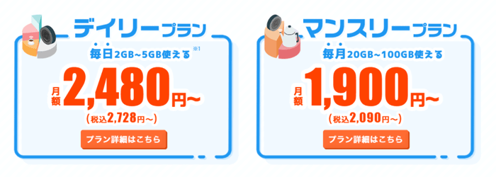 MONSTER MOBILEはデイリープランとマンスリープランから選べる