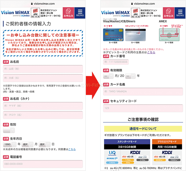 Vision WiMAXを申し込む手順