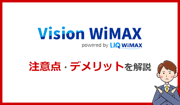 Vision WiMAXの注意点とデメリット