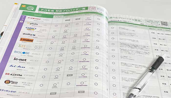 ドコモ光は24社のプロバイダから選べる