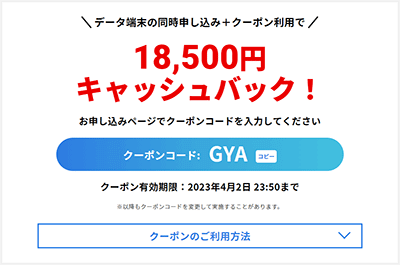BIGLOBE WiMAXの限定クーポン