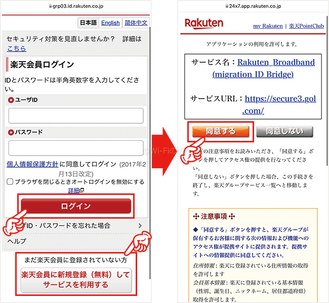 楽天ひかりの申込み手順