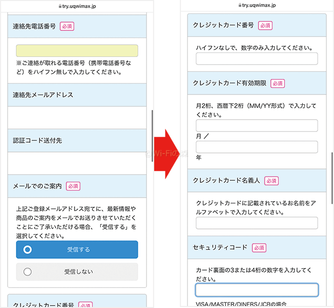 Try WiMAXを申込む手順