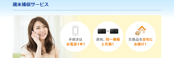 UQ WiMAXの端末補償サービス(月額418円)