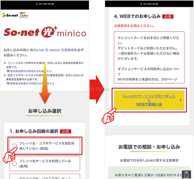 So-net光minicoの申し込み手順