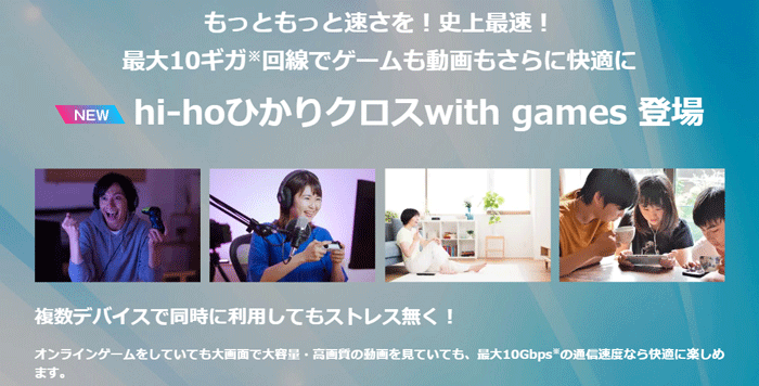 hi-hoひかりwith gamesは10Gbpsに対応している