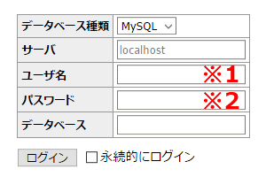 Adminer にログイン