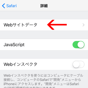 「Webサイトデータ」を開きます。